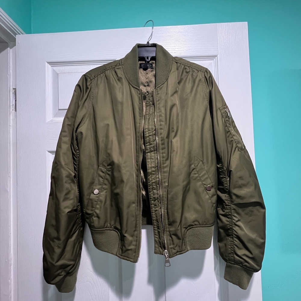 Topshop Olive Green Bomber Jacket